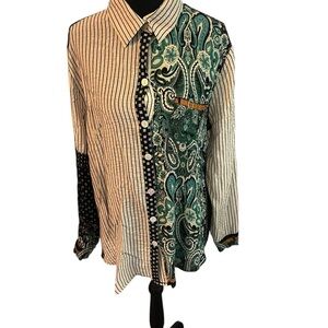 John Mark Striped and Paisley Button-Up‎ Shirt size Large